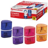 {{photo.Alt || photo.Description || 'Точилка BRAUBERG Case, 3 отверстия для чернографитных и цветных карандашей (в том числе утолщенных), с контейнером, ассорти, 226943'}}
