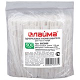 {{photo.Alt || photo.Description || 'Размешиватель одноразовый пластиковый 115 мм, КОМПЛЕКТ 500 шт., БЮДЖЕТ для чая и кофе ПС, LAIMA, 600998'}}