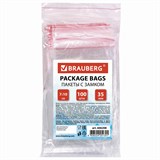 {{photo.Alt || photo.Description || 'Пакеты с замком ZIP LOCK зиплок, комплект 100 шт., 70х100 мм, ПВД, толщина 35 микрон, BRAUBERG, 606208'}}