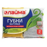 {{photo.Alt || photo.Description || 'Губки бытовые, 28х115х78 мм, КОМПЛЕКТ 2 шт., поролон в металлизированной оплетке, LAIMA, К1011, 601592'}}