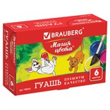 {{photo.Alt || photo.Description || 'Гуашь BRAUBERG МАГИЯ ЦВЕТА, 6 цветов по 20 мл, 190555'}}