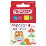 {{photo.Alt || photo.Description || 'Мел цветной квадратный 4 штуки, ПИФАГОР, картонная упаковка, европодвес, 221977'}}