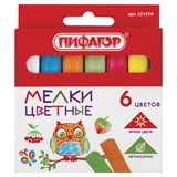 {{photo.Alt || photo.Description || 'Мел цветной ПИФАГОР, набор 6 шт., квадратный, 221979'}}