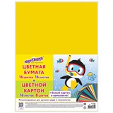 {{photo.Alt || photo.Description || 'Набор картона и бумаги А4 немелованный (белый картон 2 л., цветной картон 16 л. 8 цв., цветная бумага 16 л. 16 цв.), ЮНЛАНДИЯ, 115165'}}