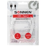 {{photo.Alt || photo.Description || 'Кабель белый USB 2.0-Type-C, 1 м, SONNEN, медь, для передачи данных и зарядки, 513558'}}