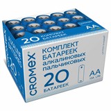 {{photo.Alt || photo.Description || 'Батарейки алкалиновые пальчиковые КОМПЛЕКТ 20 шт., CROMEX Alkaline, АА (LR6,15А), в коробке, 455593'}}