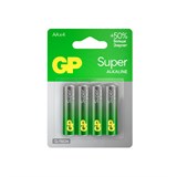 {{photo.Alt || photo.Description || 'Батарейки КОМПЛЕКТ 4 шт., GP Super, AA (LR6, 15А), алкалиновые, пальчиковые, блистер'}}