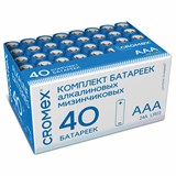 {{photo.Alt || photo.Description || 'Батарейки алкалиновые "мизинчиковые" КОМПЛЕКТ 40 шт., CROMEX Alkaline, ААА (LR03, 24А), в коробке, 4'}}
