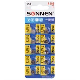 {{photo.Alt || photo.Description || 'Батарейка алкалиновая таблетка 1 шт., SONNEN Alkaline, 192A (G3, LR41), блистер, отрывной блок, 455603'}}