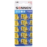 {{photo.Alt || photo.Description || 'Батарейка алкалиновая таблетка 1 шт., SONNEN Alkaline, 177A (G4, LR66), блистер, отрывной блок, 455604'}}