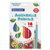 {{photo.Alt || photo.Description || 'Карандаши цветные акварельные BRAUBERG PREMIUM AQUARELLE, 18 цветов, трехгранные, утолщенный грифель 4 мм, натуральное дерево, 181672'}}