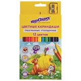 {{photo.Alt || photo.Description || 'Карандаши цветные утолщенные ЮНЛАНДИЯ "СКАЗОЧНЫЙ МИР", 12 цветов + ТОЧИЛКА, трехгранные, грифель 5 мм, натуральное дерево, 181370'}}