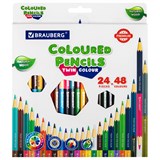 {{photo.Alt || photo.Description || 'Карандаши цветные двусторонние BRAUBERG PREMIUM TWIN COLOUR, 24 штуки, 48 цветов, шестигранные, грифель 3,3 мм, натуральное дерево, 181875'}}