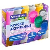 {{photo.Alt || photo.Description || 'Краски акриловые для рисования и творчества 12 цветов по 20 мл (6 базовых + 6 с эффектами) BRAUBERG HOBBY, 192439'}}