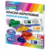 {{photo.Alt || photo.Description || 'Краски акриловые художественные 24 цвета в тубах по 12 мл, BRAUBERG HOBBY, 192404'}}