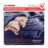 {{photo.Alt || photo.Description || 'Коврик для мыши SONNEN "KITTEN", резина + ткань, 220х180х3 мм, 513313'}}
