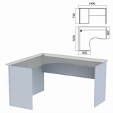 Стол компактный ЧАСТЬ 2 "Арго", 1400х1200х760 мм, левый, серый 641299