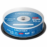 {{photo.Alt || photo.Description || 'Диски DVD+R (плюс) CROMEX, 4,7 Gb, 16x, Cake Box (упаковка на шпиле), КОМПЛЕКТ 25 шт., 513777'}}