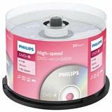 Диски DVD-R PHILIPS, 4,7 Гб 16x Cake Box (упаковка на шпиле), КОМПЛЕКТ 50 шт, DM4S6B50F/97 514197