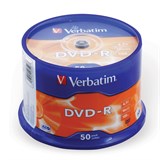 Диски DVD-R VERBATIM 4,7 Gb 16x Cake Box (упаковка на шпиле), КОМПЛЕКТ 50 шт., 43548 510268