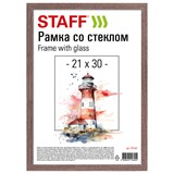 {{photo.Alt || photo.Description || 'Рамка 21х30 см со стеклом, багет 12 мм, пластик под МДФ, STAFF "Benefit", цвет капучино, 391365'}}