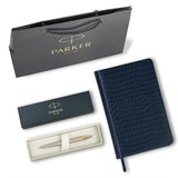 {{photo.Alt || photo.Description || 'Ручка шариковая PARKER "Jotter Core Stainless Steel GT", ежедневник А5 синий, пакет, 880889'}}
