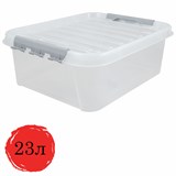 {{photo.Alt || photo.Description || 'Ящик-контейнер 23 л с КРЫШКОЙ НА ЗАЩЕЛКАХ "ПРОФИ", 18х50х39 см, штабелируемый, ПРОЧНЫЙ, прозрачный, 437940000'}}