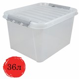 {{photo.Alt || photo.Description || 'Ящик-контейнер 36 л с КРЫШКОЙ НА ЗАЩЕЛКАХ "ПРОФИ", 29х50х39 см штабелируемый, ПРОЧНЫЙ, прозрачный, 437950000'}}
