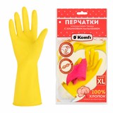 {{photo.Alt || photo.Description || 'Перчатки МНОГОРАЗОВЫЕ латексные с хлопчатобумажным напылением, размер XL (очень большой), вес 61 г, желтые, KOMFI, DGL027P'}}