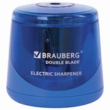 {{photo.Alt || photo.Description || 'Точилка электрическая BRAUBERG DOUBLE BLADE BLUE, двойное лезвие, питание от 2 батареек AA, 229605'}}