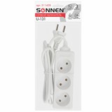 {{photo.Alt || photo.Description || 'Удлинитель сетевой SONNEN U-131, 3 розетки, без заземления, 6 А, 1,8 м, белый, 511428'}}