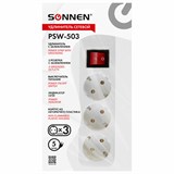 {{photo.Alt || photo.Description || 'Удлинитель сетевой SONNEN PSW-503, 3 розетки c заземлением, выключатель 10 А, 5 м, белый, 513661'}}
