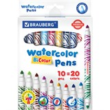 {{photo.Alt || photo.Description || 'Фломастеры двусторонние утолщенные BRAUBERG "PREMIUM" "BI-COLOR", 10 шт., 20 цветов, двухцветные, вентилируемый колпачок, 151945'}}