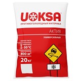 Реагент противогололёдный 20 кг UOKSA "Актив", до -30°C, хлорид кальция + минеральной соли, мешок 607413