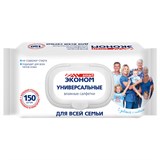 Салфетки влажные 150 шт., ЭКОНОМ SMART, для всей семьи, крышка-клапан 118741