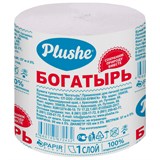 Бумага туалетная 57 м, PLUSHE "Богатырь" (ПЛЮШЕ), без втулки (эконом), серая 118723