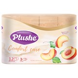 Бумага туалетная, спайка 12 шт., 3 слоя (12х16 м), PLUSHE "Comfort care" (ПЛЮШЕ), с ароматом персика 118732
