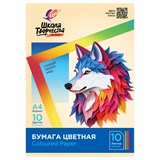 Цветная бумага А4 офсетная, 10 л., 10 цветов, в папке, ЛУЧ "Школа творчества", 210х297 мм, 30С 1789-08 118762