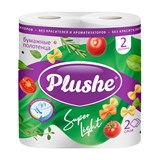 Полотенца бумажные бытовые, спайка 2 шт., 2-слойные (2х10 м), PLUSHE "Super Light" (ПЛЮШЕ) 118717