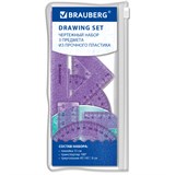 {{photo.Alt || photo.Description || 'Набор чертежный BRAUBERG (линейка 15 см, треугольник, транспортир), фиолетовый, блестки, прозрачный, пенал, 210891'}}