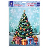 {{photo.Alt || photo.Description || 'Наклейка для окон двусторонняя МНОГОРАЗОВАЯ, 30х38 см, с изображением ЕЛОЧКИ, глиттер, серебро, ЗОЛОТАЯ СКАЗКА, 592577'}}