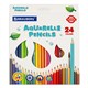 Карандаши цветные акварельные BRAUBERG PREMIUM AQUARELLE, 24 цвета, трехгранные, утолщенный грифель 4 мм, натуральное дерево, 181673 181673 - фото 144808