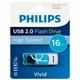 Флеш-диск 16 GB PHILIPS VIVID, разъем USB 2.0, синий, FM16FD05B/97 514089 - фото 304001