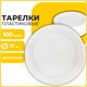 Одноразовые тарелки десертные, КОМПЛЕКТ 100 шт., пластик, d=170 мм, БЮДЖЕТ, белые, ПС, холодное/горячее, LAIMA, 600942 600942 - фото 305283