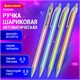 Ручка шариковая автоматическая BRAUBERG Stripes, СИНЯЯ, корпус ассорти, пишущий узел 0,5 мм, линия письма 0,3 мм, 144219 144219 - фото 325678