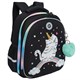 Ранец GRIZZLY анатомическая спинка, c брелоком, для девочек, RAINBOW CAT, 36х28х20 см, RAz-486-2/1 272786