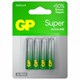 Батарейки КОМПЛЕКТ 4 шт., GP Super, AAA (LR03, 24А), алкалиновые, мизинчиковые, блистер, 24A-2CR4 450436 - фото 334459