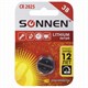Батарейка литиевая SONNEN Lithium CR2025 "таблетка, дисковая, кнопочная" 1 шт., блистер, 451973 451973 - фото 335374