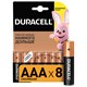 Батарейки КОМПЛЕКТ 8 шт., DURACELL Basic ОРИГИНАЛ, AAA (LR03, 24А), алкалиновые, мизинчиковые 453558 - фото 335433