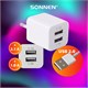 Зарядное устройство сетевое (220В) SONNEN, 2 порта USB, выходной ток 2,1 А, белое, 454797 454797 Зарядное устройство сетевое (220В) SONNEN, 2 порта USB, выходной ток 2,1 А, белое, 454797 454797